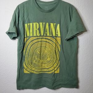 Nirvana Green Graphic Band Concert Short Sleeve T Shirt Medium Rock Festival 90s